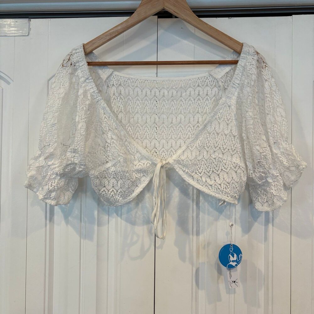 Cupshe Adora V-neck Short Sleeve Crop Top Size Large - Picture 2 of 8